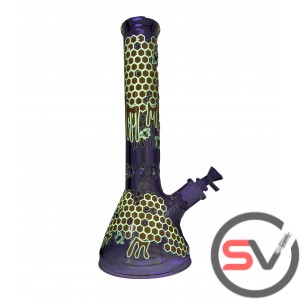 HONEYCOMB GLASS BEAKER With ICE CATCHER 14inch - ORANGE